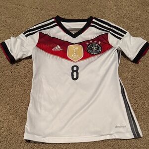 Ozil #8 Germany national team Kids' White and Black Soccer Jersey